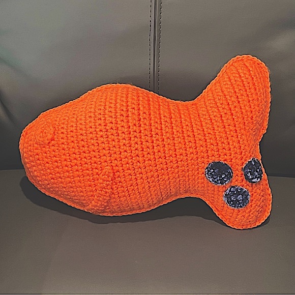 New Crochet Orange Goldfish Cracker Cuddler - Picture 1 of 12